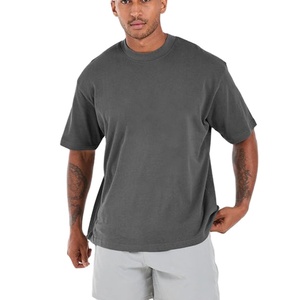Custom Logo High Quality Breathable Woven Blank Heavy Weight Boxy Loose Fit 100% Cotton <b>Drop</b> Shoulder Oversized Cropped T Shirts - Product Image 1