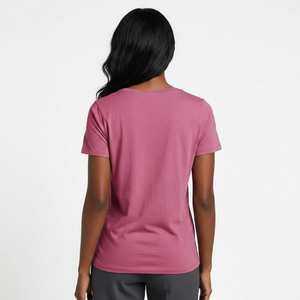 Women's V-Neck Pocket Tee Short Sleeve <b>Light</b> Cotton Soft Fabric Chest Patch Pocket Custom OEM Wholesale Supplier - Product Image 2