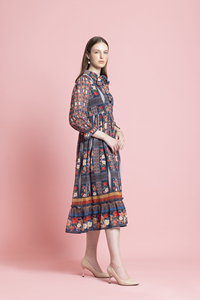 Vestido Largo Estampado Floral Multicolor de Calidad de Exportación para Fiestas y Eventos, Disponible a Precio de Fabricante - Product Image 6