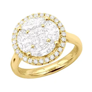 Bague Halo Cluster en Or 18K 750 Certifiée IGI avec Diamant de Laboratoire de 0,216 ct pour Femme, Bague de Fiançailles, de Mariage et de Soirée de Luxe - Product Image 5