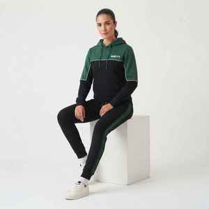 Women's Color Blocked Hooded Tracksuit <b>Set</b> With Pocket Regular Fit Sporty Style All Seasons <b>Knitted</b> 100% Cotton Pullover - Product Image 5