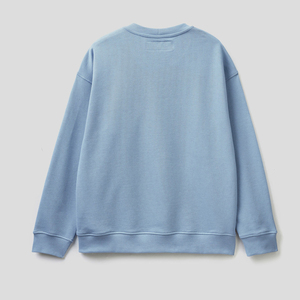 <b>Men</b> Light Blue Crew Neck Sweatshirt Regular Fit Knitted Cotton <b>Pullover</b> Casual Autumn Wear Solid Color Long Sleeve - Product Image 5