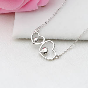 Collar de Perlas Pequeñas en Forma de Corazón Doble de Plata S925 Hecho a Mano con Cadena y Accesorios 408 - Product Image 4