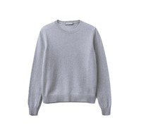 Sweater Wanita Kerah Bulat Warna Solid Lengan Tiga Perempat Kasual Musim Gugur Campuran Wol Kasmir Bernapas Anti-Pilling