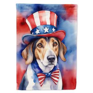 Drapeau de jardin de Foxhound américain patriotique multicolore Boîte aux lettres Bannière décorative de cour pour patio Oeuvre d'art pour parterres de fleurs - Product Image 1