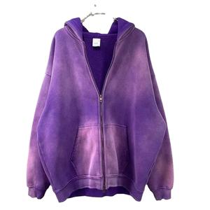 Alta calidad 360gsm algodón personalizado peso pesado pulóver Sudadera con capucha Unisex desgastado polar con doble cremallera largo cálido para invierno - Product Image 1