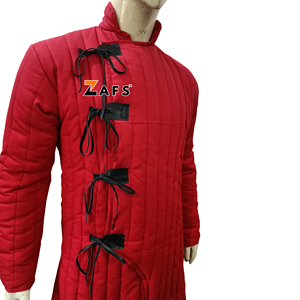 Medieval Red Gambeson Coat Handmade Jacket Historical Quilted Aketon Breathable Viking Knight Costume For Reenactment Faire - Product Image 6