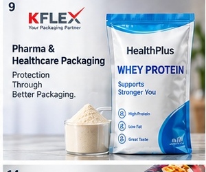 Sac en PVC pour poudre de protéines, imprimé en sérigraphie personnalisée KFLEX, refermable, emballage alimentaire pour suppléments de poudre de lactosérum - Product Image 2