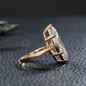 Anillo de Diamante Solitario con Corte Marquesa, Oro Amarillo, Joyería Fina para Mujer, Anillo de Compromiso, Proveedor Indio - Product Image 4