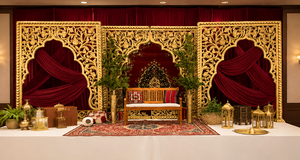 Traditional Marwari Marriage Decor <b>Mirror</b> Frames For Outdoor Events Premium Jharokha Style Wooden <b>Panels</b> With Metal Screens - Product Image 6