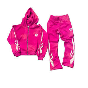 Ensemble de survêtement vintage d'hiver 100 % coton délavé à l'acide pour homme, comprenant un sweat à capuche et un pantalon de survêtement évasé imprimé et vieilli - Product Image 5