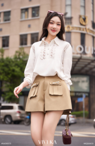 Women's Linen Ivory Lace <b>Patchwork</b> Long Sleeve Blouse Vintage Collared Loose Fit <b>Shirt</b> Elegant Floral Crochet Top KEIRA - Product Image 3