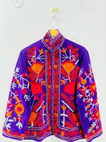 Baju Wanita Musim Dingin Buatan Tangan, Bordir Bunga Beludru, Ramah Lingkungan, Cepat Kering, Gaya Vintage, Multiwarna, Kerah Tegak, Kancing Tunggal