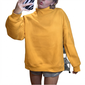 เสื้อสเวตเตอร์คอเต่าขนาดใหญ่สำหรับผู้หญิง สีแดงล้วน แขนยาว ผ้าฝ้ายถัก สวมใส่สบายๆ ในฤดูใบไม้ร่วง - Product Image 4