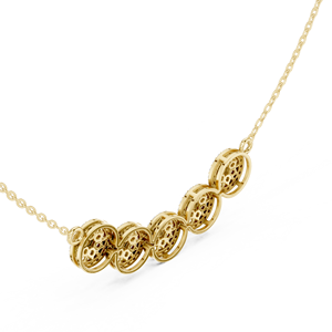 Collier barre à cinq cercles en diamant de laboratoire doré – Pendentif géométrique à multiples halos horizontaux en diamant, bijoux minimalistes en diamant - Product Image 2