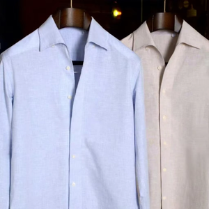 เสื้อเชิ้ตผู้ชายสไตล์อังกฤษวินเทจ ผ้าลินินอิตาลี ทรงเข้ารูป แฟชั่นฤดูร้อน ผ้าฝ้ายเนื้อบางเบา สวมใส่สบาย แขนยาว คอปกเดียว ย้อมเส้นด้าย - Product Image 5