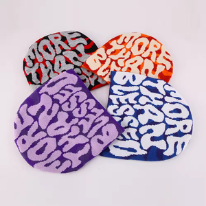 <b>Purple</b> Jacquard Knit Beanie With Letter Pattern Unisex Street Style <b>Hat</b> 56-58CM Adult Casual Wear Multi Color Beanie <b>Hat</b> - Product Image 6