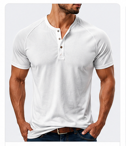 Camiseta de Punto para Hombre, Cuello en V, Color Gris Oscuro, Manga Corta, Transpirable, de Secado Rápido, Estilo Safari, Corte Regular, Largo Regular - Product Image 3