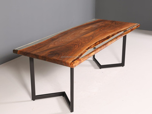 Luxury <b>Epoxy</b> Resin Wood Dining <b>Table</b> Handmade River <b>Table</b> with Live Edge Design for Home & Restaurant Furniture - Product Image 6