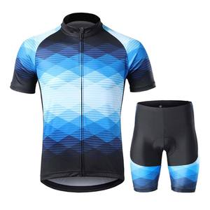 Ensemble de maillot de cyclisme vert et noir avec short à bretelles rembourré, manches courtes, design géométrique, uniforme de VTT avec logo personnalisé - Product Image 2