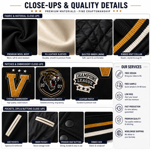 Custom Varsity <b>Jacket</b> Embroidered Letterman <b>Jacket</b> Baseball Bomber <b>Jacket</b> OEM ODM Private Label Team School College Uniform - Product Image 4