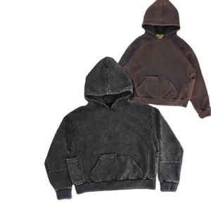 Latest Design Adult Size Vintage Distressed Cropped Hoodies Oversized Embroidery Heavyweight - Product Image 6