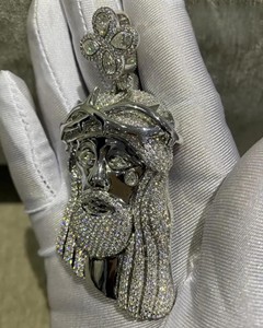 Best Quality Iced Out Jesus Face Pendant <b>Necklace</b> Black Gun Plated Cubic Zirconia Mens Religious Hip Hop Style Jewelry Gift - Product Image 3