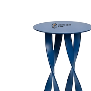 Modern Blue Iron Metal <b>Stool</b> with Twisted Legs Round Top Contemporary Designer Bar <b>Stool</b> Industrial Seating for Home Cafe - Product Image 6
