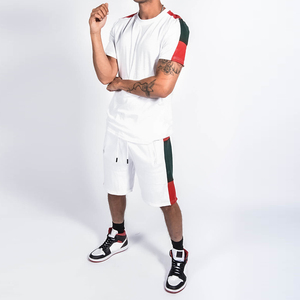 Ensemble deux pièces décontracté sur mesure en coton épais respirant pour homme : T-shirt et short d'été vierges - Product Image 5