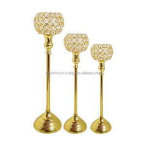 <b>Top</b> Selling Metal and <b>Crystal</b> Candle Holder for Home Decor Festival Decor at Best Wholesale Price From India - Product Image 3