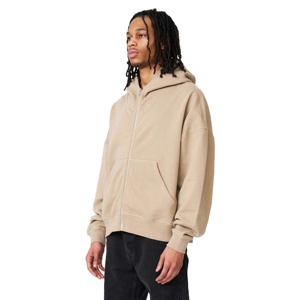 Sweats à capuche pour homme personnalisés, lourds, à fermeture éclair intégrale, surdimensionnés, épaules tombantes, 100% coton, chauds, durables, pour l'hiver, superposition, teinture unie - Product Image 3