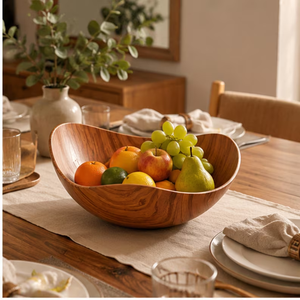 Juego de fruteros de madera con bandeja de servir, plato decorativo para aperitivos, tazón para frutas de uso en mesa. - Product Image 2
