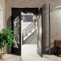 Porte d'entrée extérieure en acier sur mesure, design élégant en fer forgé, style de sécurité pour villas de luxe, résistante à l'eau