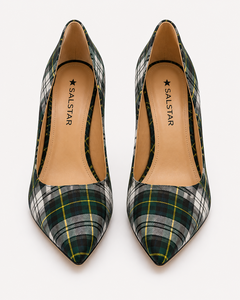 Custom Women Tartan Stiletto Heels | Scottish Plaid <b>Pointed</b> Toe High Heel Pumps | OEM ODM Fashion Dress Trend Shoes Manufacturer - Product Image 1