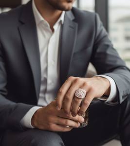 Anillo de Hip Hop Cuadrado para Hombre, en Oro Rosa, Estilo Diamante, Plata de Ley 925 o Acabado en Oro de 10K/14K, Anillo de Moda Urbana - Product Image 5