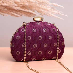 Maroon Embroidered Designer Evening <b>Clutch</b> Bag for Women <b>Wedding</b> and Special Occasions - Product Image 2