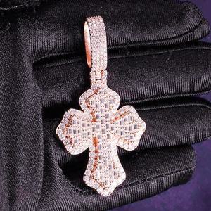 Collar Hip Hop con Colgante de Cruz de Moissanita y Diamantes, con Racimo de Baguettes, para Hombre, Plata de Ley 925, Joyería de Moda, Regalo - Product Image 5