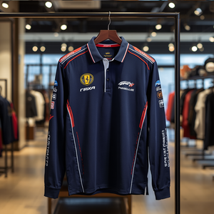 เสื้อโปโลผู้ชายแขนยาวสไตล์เรซซิ่ง โพลีเอสเตอร์ ระบายอากาศได้ดี เหมาะสำหรับใส่ลำลอง - Product Image 3