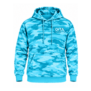 Cyan <b>Camo</b> Pullover Hoodie Men Custom Camouflage Printed Sweatshirt Kangaroo Pocket Long Sleeve Casual Training Streetwear <b>Top</b> - Product Image 1