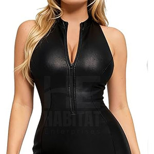 Mini-robe en cuir véritable pour femme, design tendance, tissu léger, idéale pour les tenues décontractées et de soirée - Product Image 5