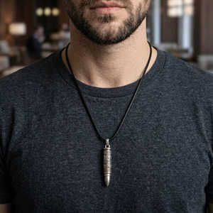11mm Pure Titanium Steel Pendant with Adjustable Leather <b>Rope</b> <b>Necklace</b> for <b>Men</b> - Product Image 1