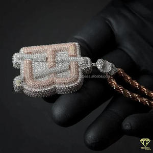 Personalizado Iced Out FAB nombre colgante 925 plata esterlina laboratorio cultivado diamante personalizado Hip Hop colgante joyería personalizada - Product Image 5