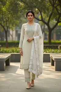 Buen Precio, Tela Georgette de la Mejor Calidad, Hermoso Diseño de Cuello, Anarkali Salwar Kameez con Conjunto de Dupatta de SHREE INDIAN EXPORTS - Product Image 3