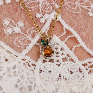 Vintage Citrine Orange Luxury Pendant Emerald <b>Leaf</b> 925 Sterling Silver 14K Gold Plated Tension Set Customizable Fine Jewelry - Product Image 2