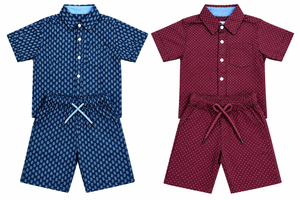 Ensemble T-shirt et short imprimés hawaïens pour enfants - Tenue d'été douce en coton 100% 2 pièces - Product Image 6