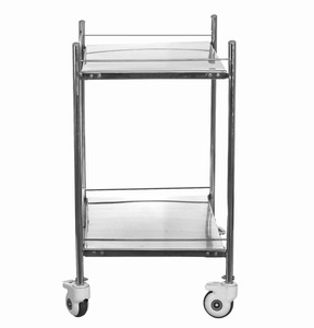 Carrito de utilidad para hospital con dos estantes y ruedas para uso médico, carrito para equipos y suministros de la India - Product Image 6