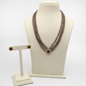 Elegante Conjunto de Collar y Pendientes de Cuarzo Ahumado con Corte Cojín de 10MM, Joyería de Moda con Piedras Preciosas para Mujer - Product Image 1
