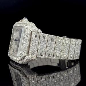 Premium Shimmer Style Iced Moissanite Square <b>Case</b> 10 Bar Water Resistant Stainless Steel <b>Watch</b> Full Cover Stones Wedding Event - Product Image 2