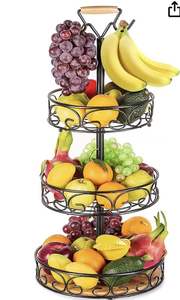 Support de rangement en métal noir à 3 niveaux pour fruits et légumes, paniers de rangement pour la cuisine, prix d'usine en gros - Product Image 2