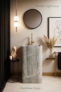 Lavabo Moderno con Pedestal de Mármol y Desagüe, para Uso en Hoteles y Almacenes, Capacidad de 12L, Ecológico - Product Image 2